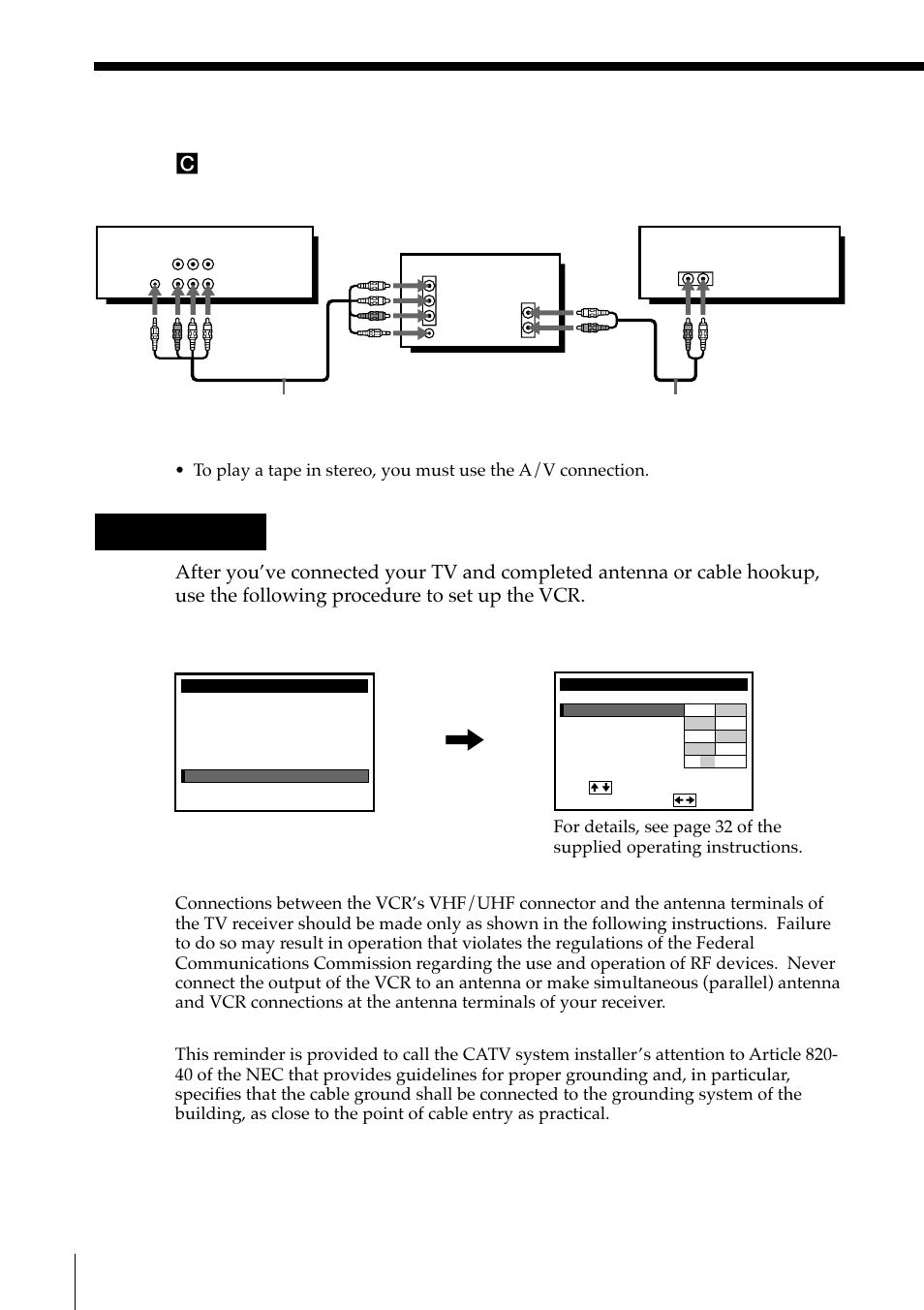 A/v hookup: vcr setup, Step 3: hookups (continued), Audio cable (not supplied) | Sony SLV-M91HF User Manual | Page 10 / 68
