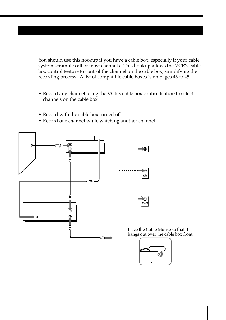 Hookup 1: using cable box control, Hookup 1 using cable box control, Pages 11 to 14 | Sony SLV-M91HF User Manual | Page 11 / 68