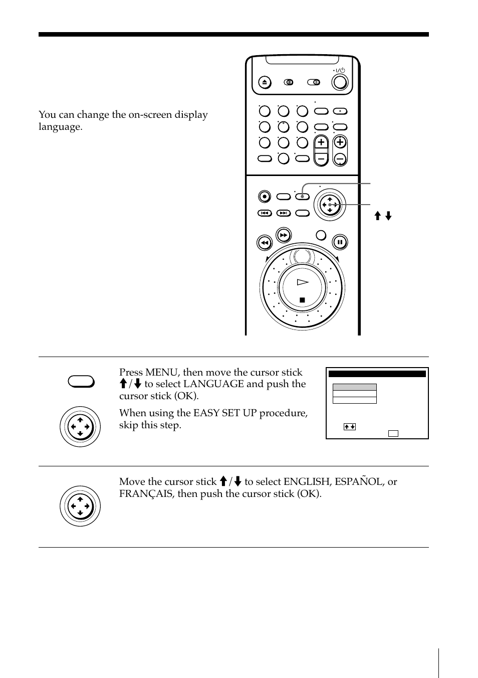 Selecting a language | Sony SLV-M91HF User Manual | Page 35 / 68