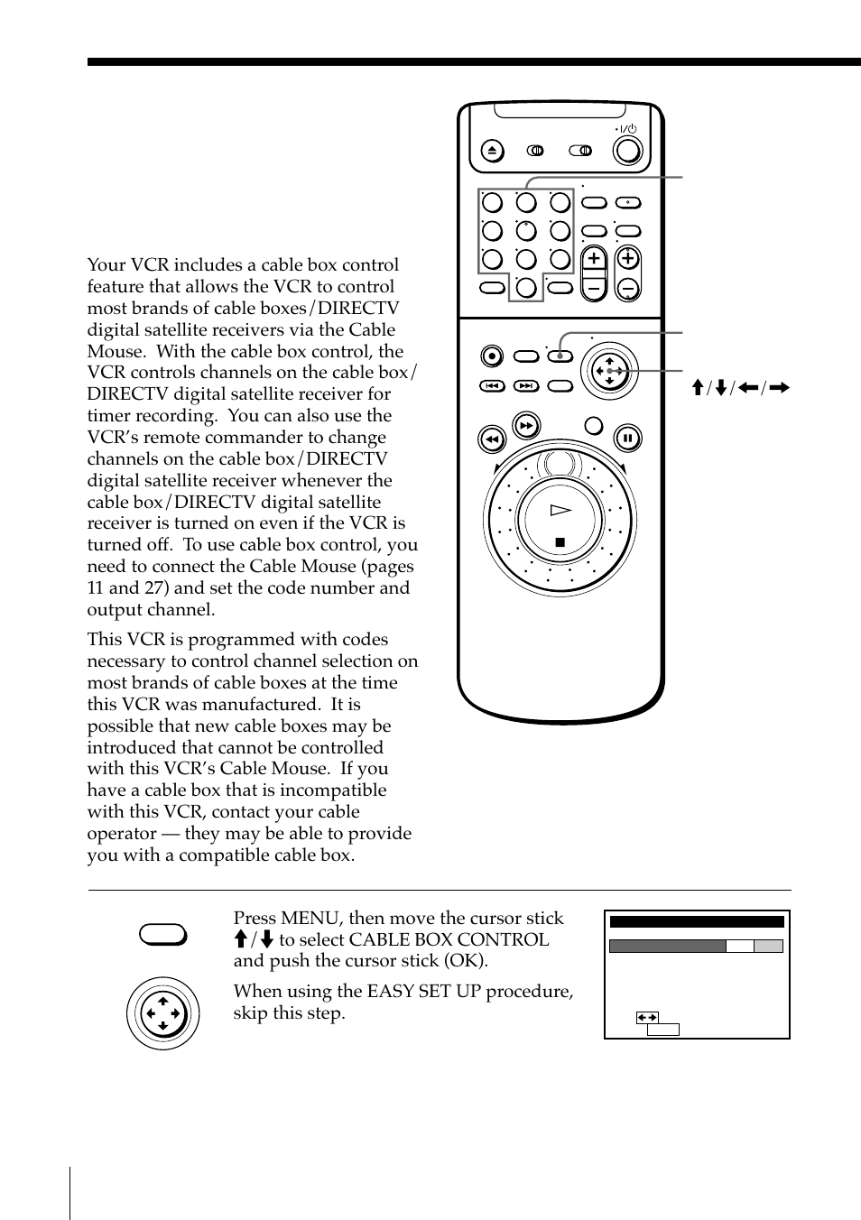 Setting up the cable box control | Sony SLV-M91HF User Manual | Page 42 / 68