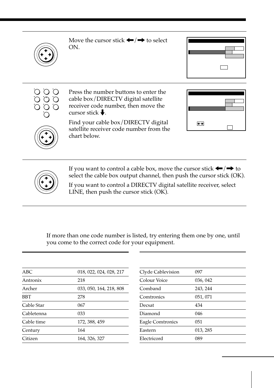 Move the cursor stick </, to select on | Sony SLV-M91HF User Manual | Page 43 / 68