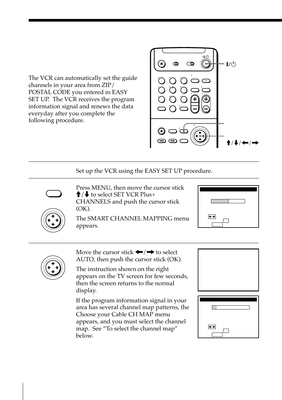 Set up the vcr using the easy set up procedure | Sony SLV-M91HF User Manual | Page 54 / 68