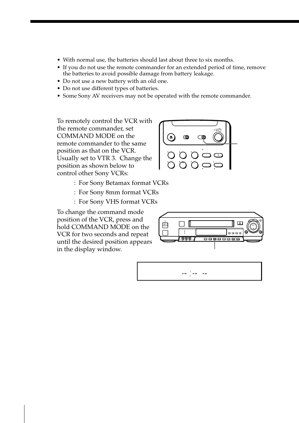 Setting the command mode switch | Sony SLV-M91HF User Manual | Page 6 / 68