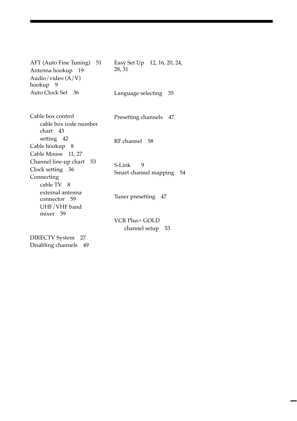 Index | Sony SLV-M91HF User Manual | Page 68 / 68