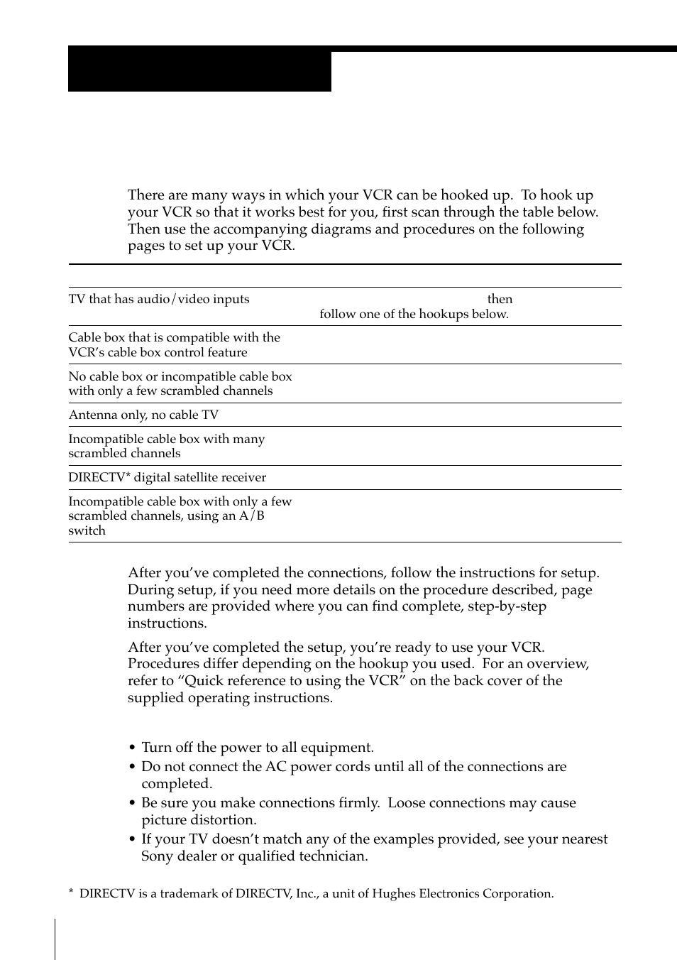 Step 3: hookups, Hookups, Step 3 | Selecting the best hookup option | Sony SLV-M91HF User Manual | Page 8 / 68