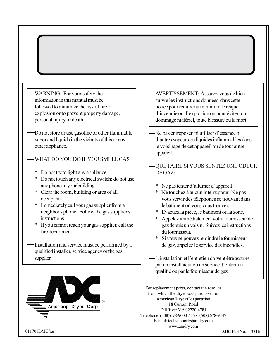 American Dryer Corp. AD-310 Phase 7 Tilting User Manual | 75 pages