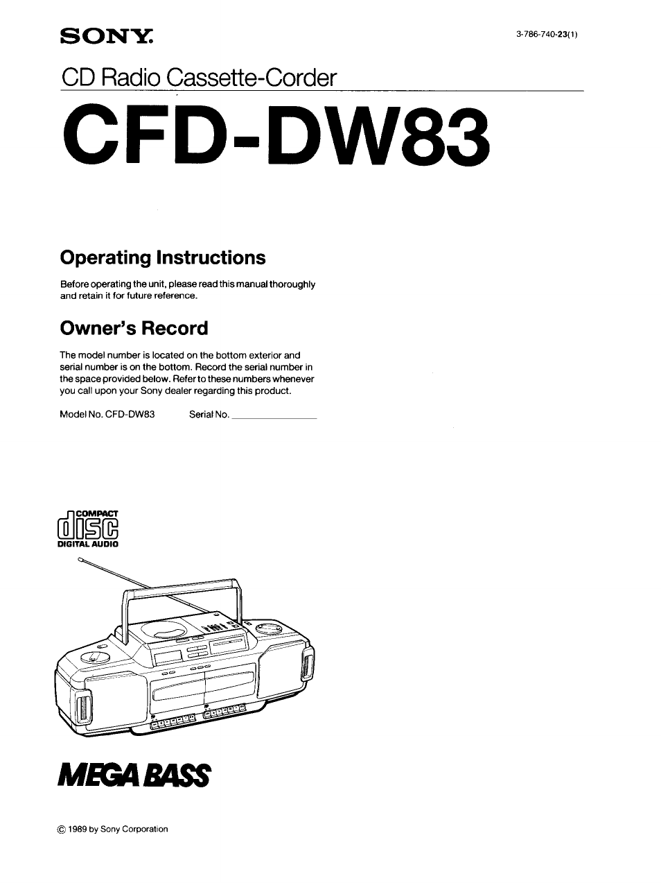 Sony CFD-DW83 User Manual | 27 pages
