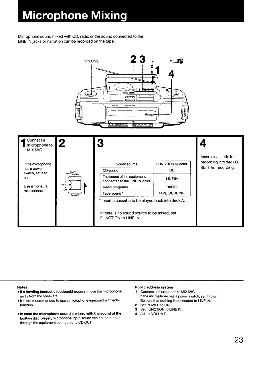 Microphone mixing | Sony CFD-DW83 User Manual | Page 23 / 27