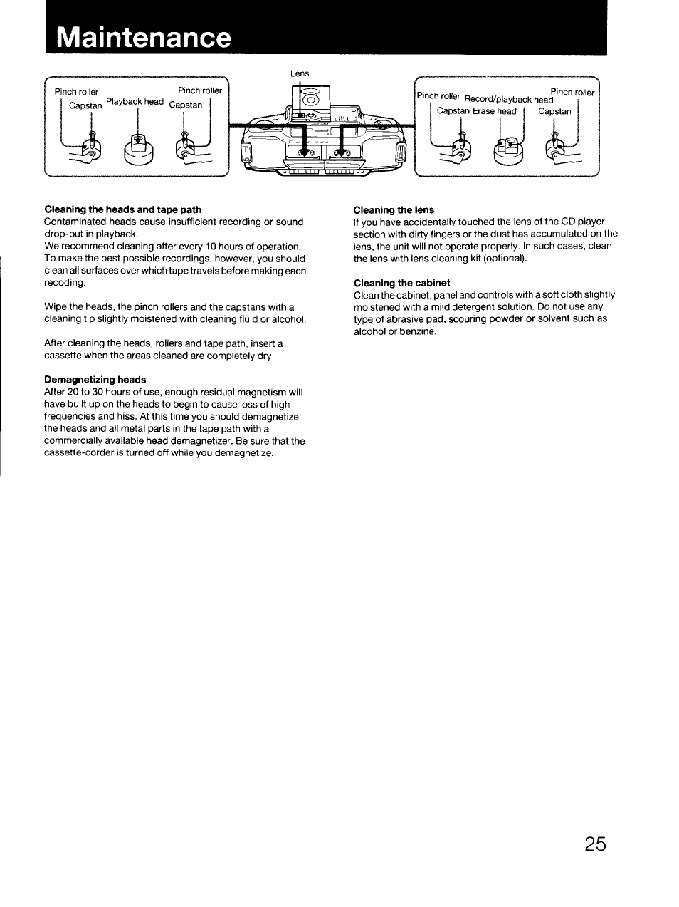 Maintenance | Sony CFD-DW83 User Manual | Page 25 / 27