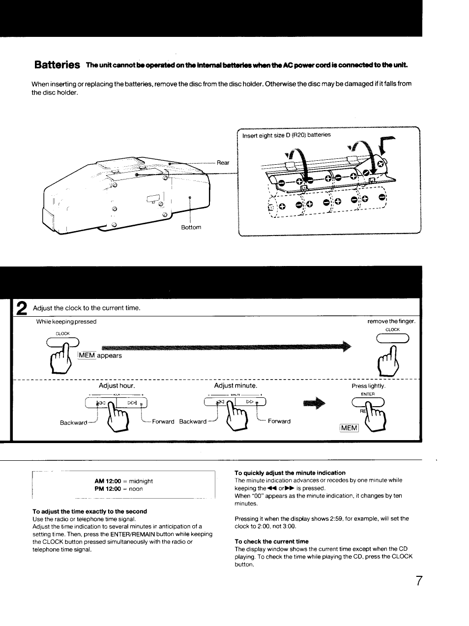 Batteries | Sony CFD-DW83 User Manual | Page 7 / 27