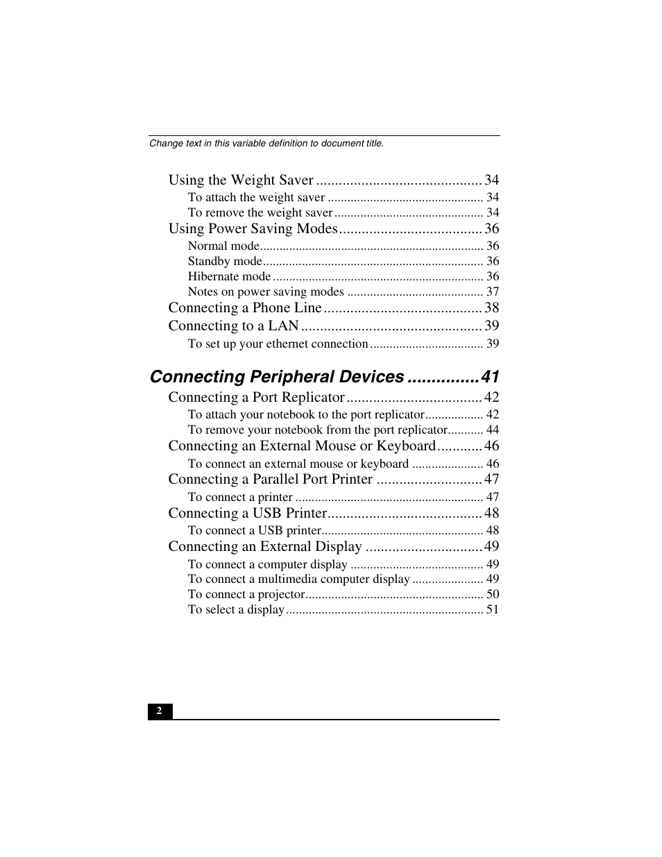 Connecting peripheral devices | Sony PCG-FX410 User Manual | Page 2 / 132