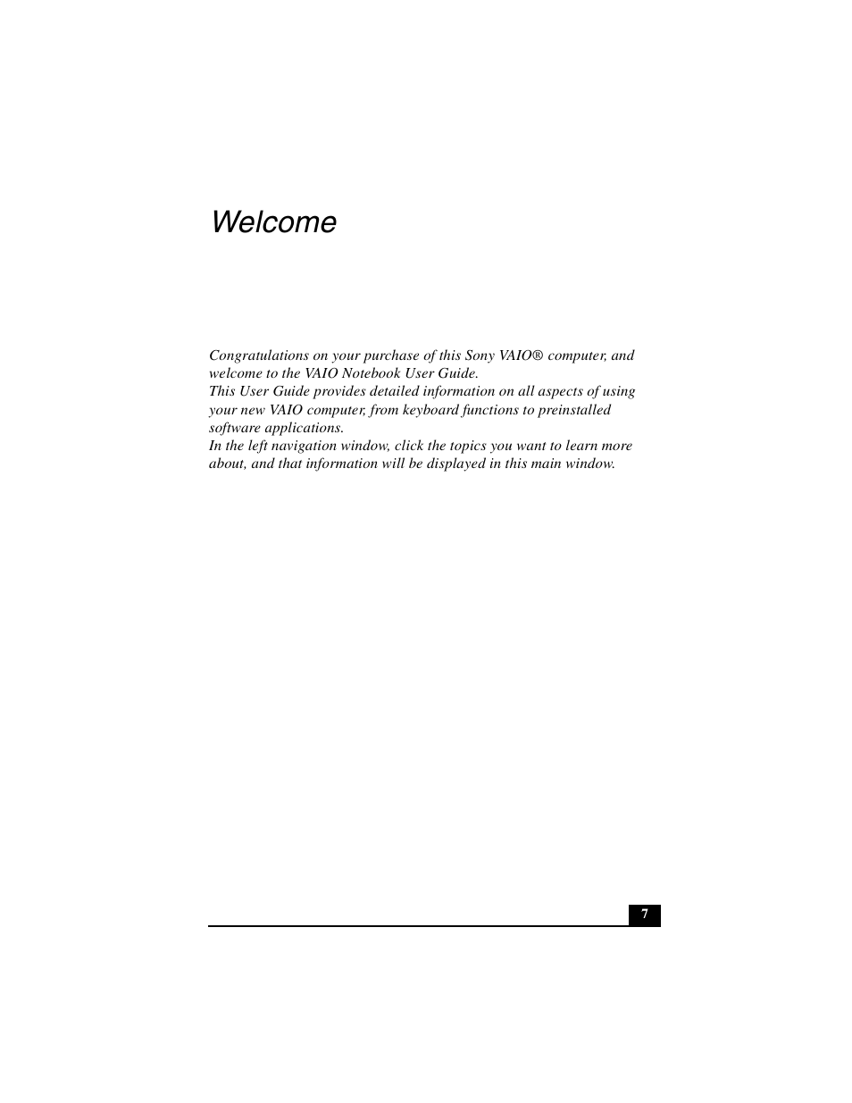 Welcome | Sony PCG-FX410 User Manual | Page 7 / 132