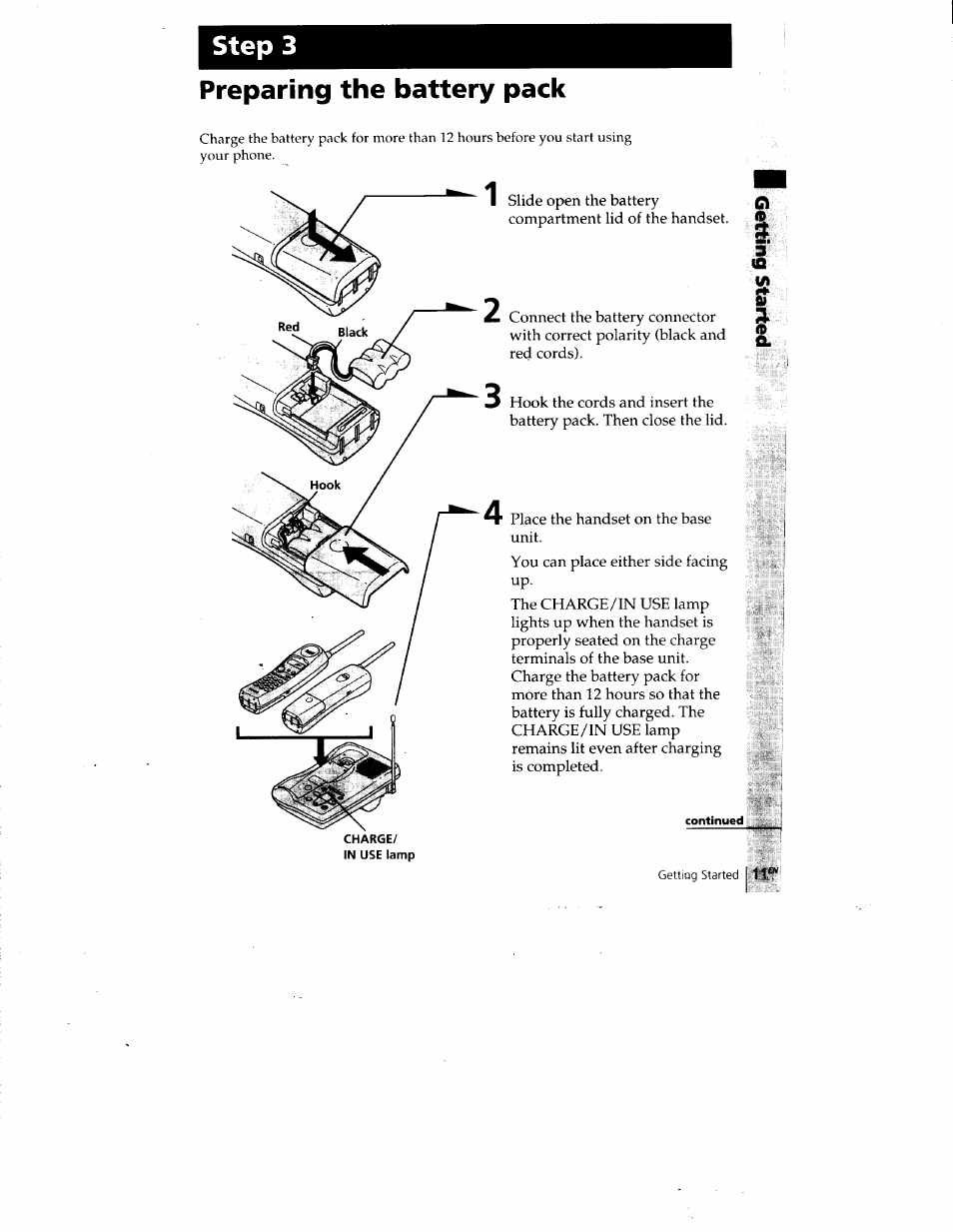 Preparing the battery pack, Step 3 | Sony SPP-A400 User Manual | Page 11 / 67