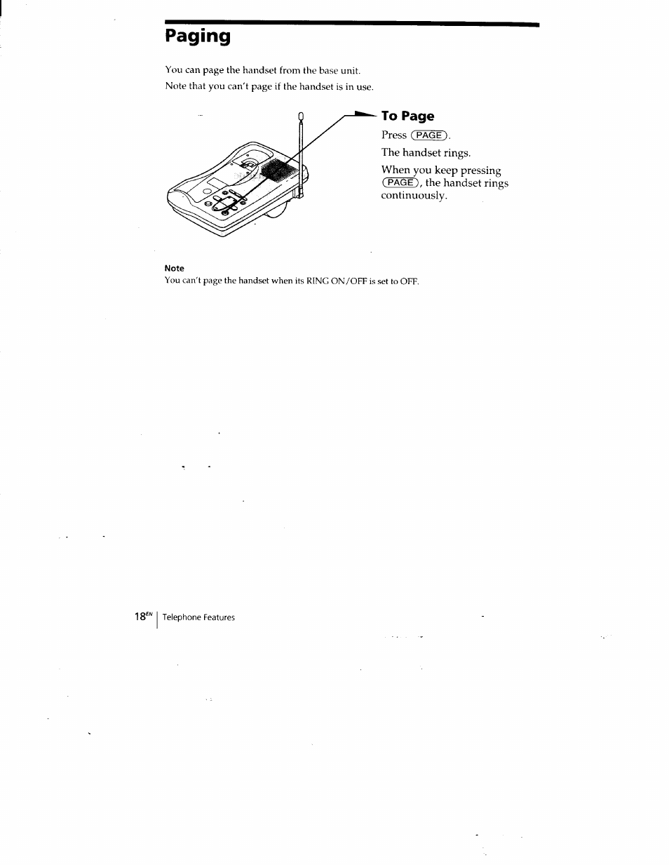 Paging | Sony SPP-A400 User Manual | Page 18 / 67