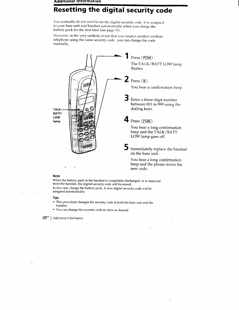 Resetting the digital security code | Sony SPP-A400 User Manual | Page 28 / 67