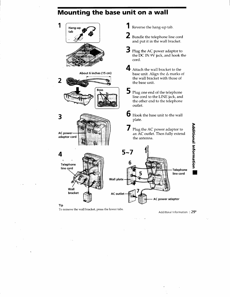 Mounting the base unit on a wall | Sony SPP-A400 User Manual | Page 29 / 67