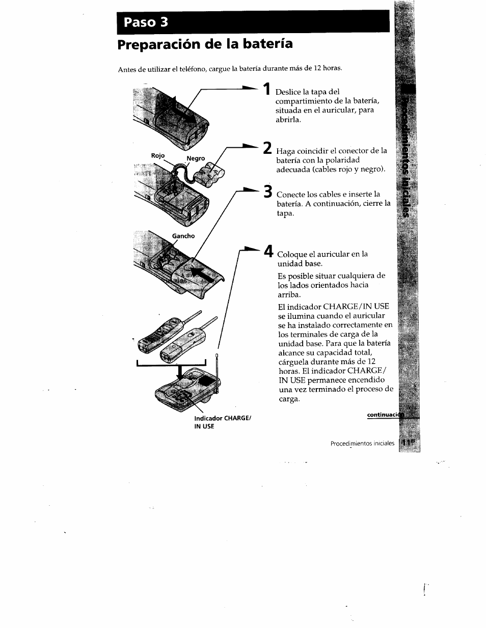Preparación de la batería, Paso 3 preparación de la batería | Sony SPP-A400 User Manual | Page 44 / 67