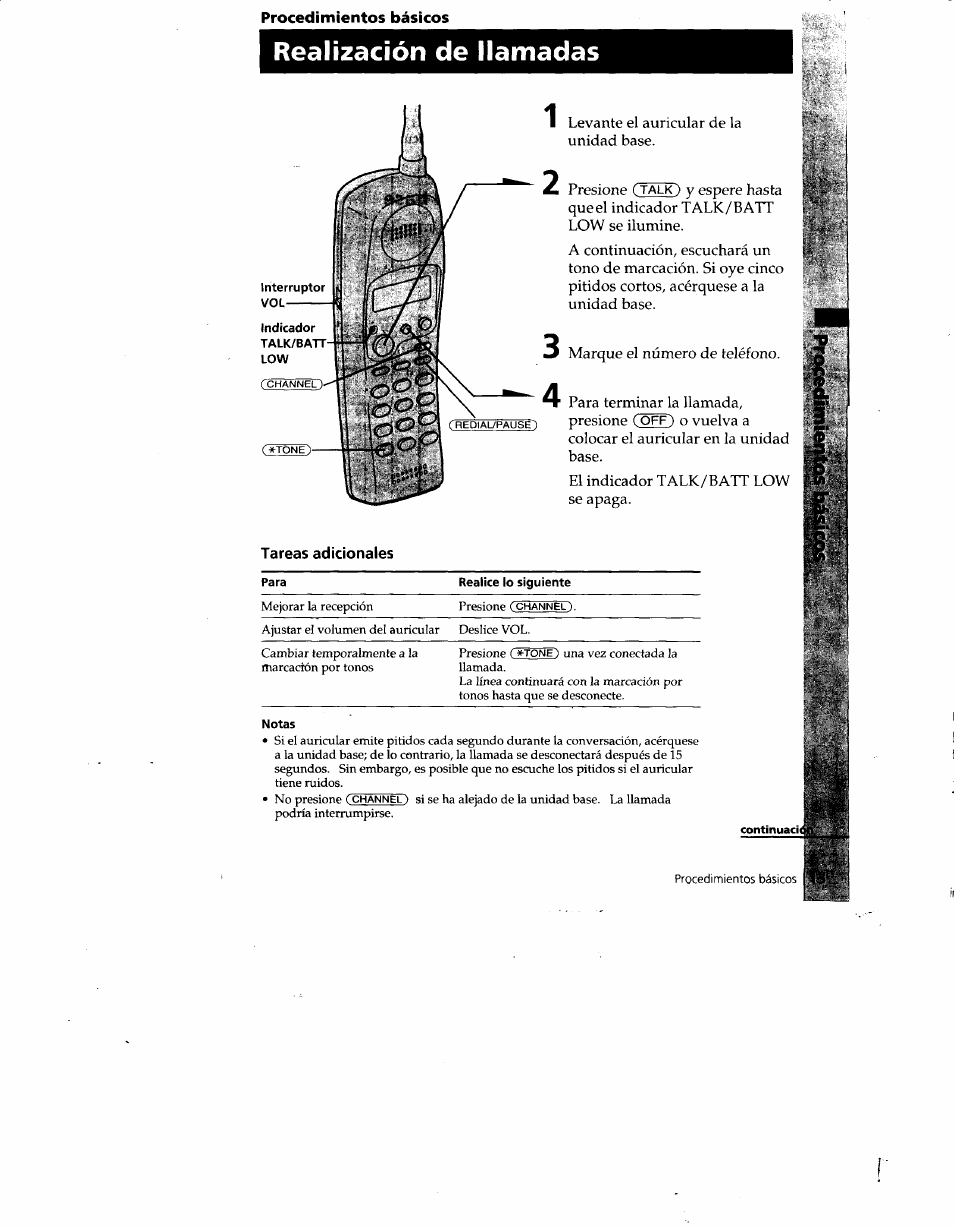 Tareas adicionales, Realización de llamadas, Procedimientos básicos | Sony SPP-A400 User Manual | Page 46 / 67