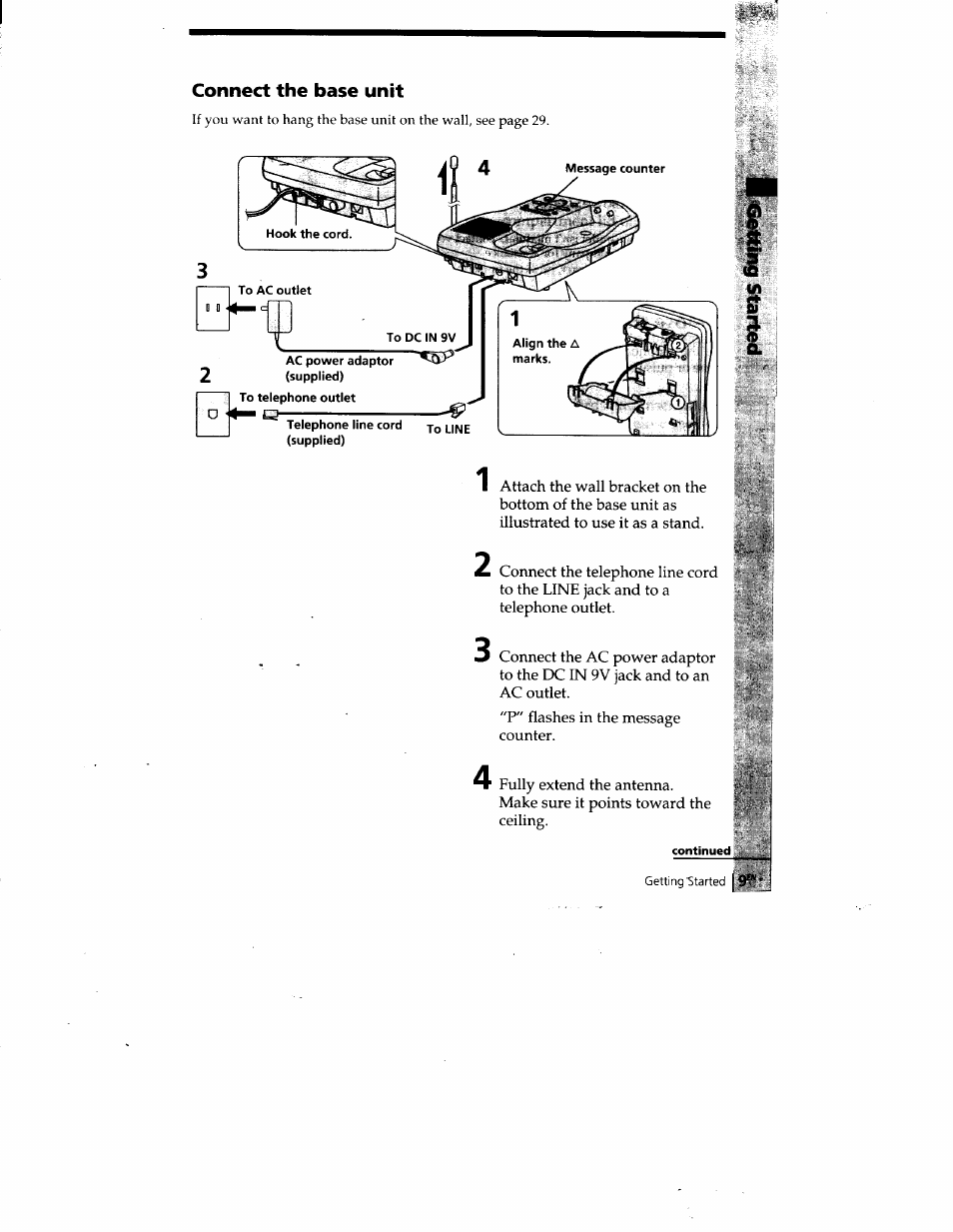 Connect the base unit | Sony SPP-A400 User Manual | Page 9 / 67