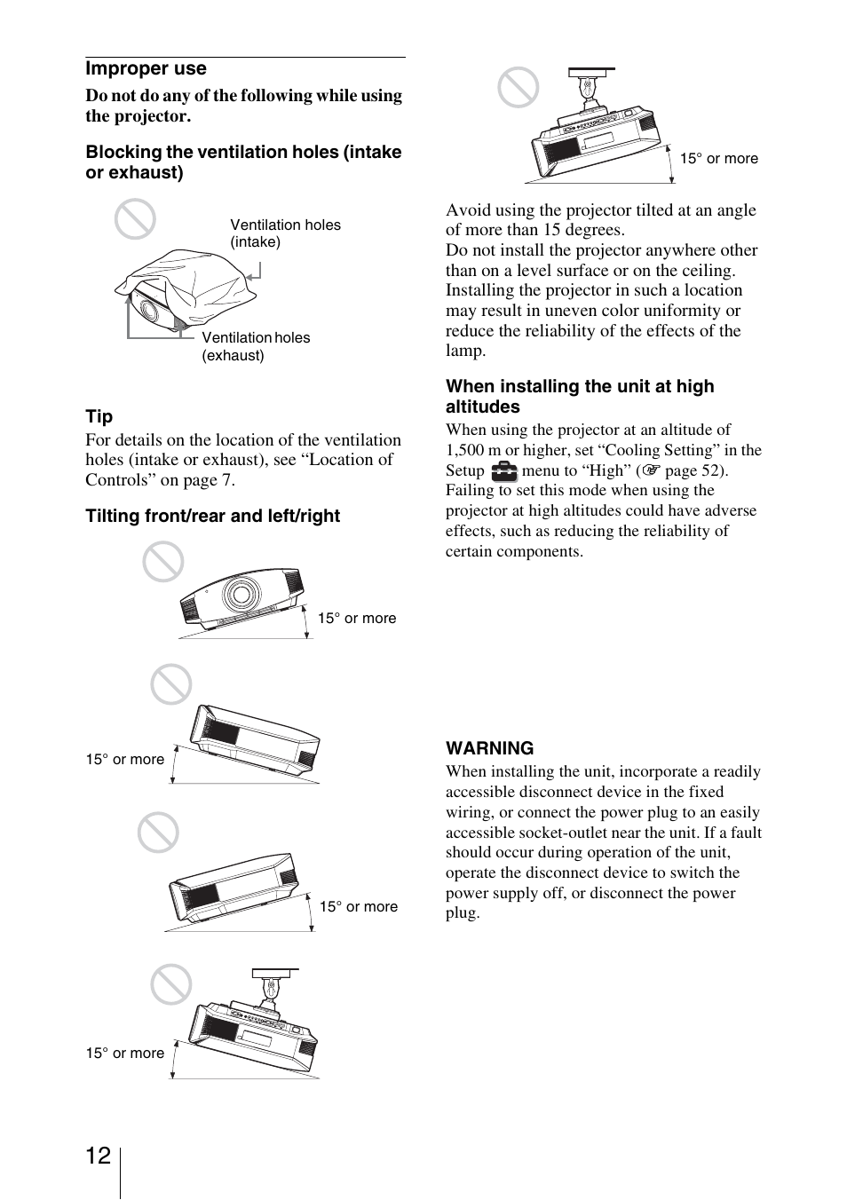 Sony VPL-VW85 User Manual | Page 12 / 86