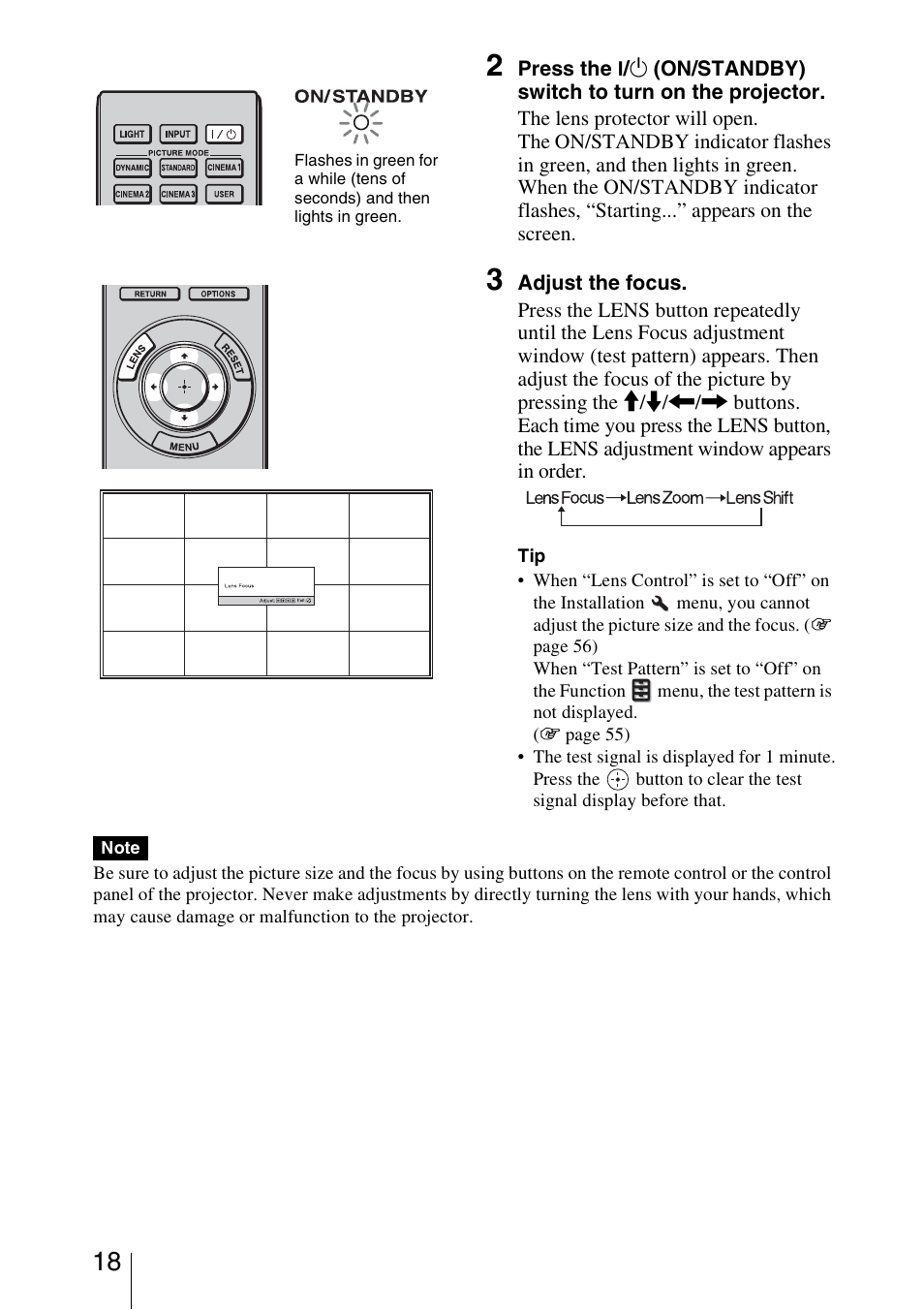 Sony VPL-VW85 User Manual | Page 18 / 86