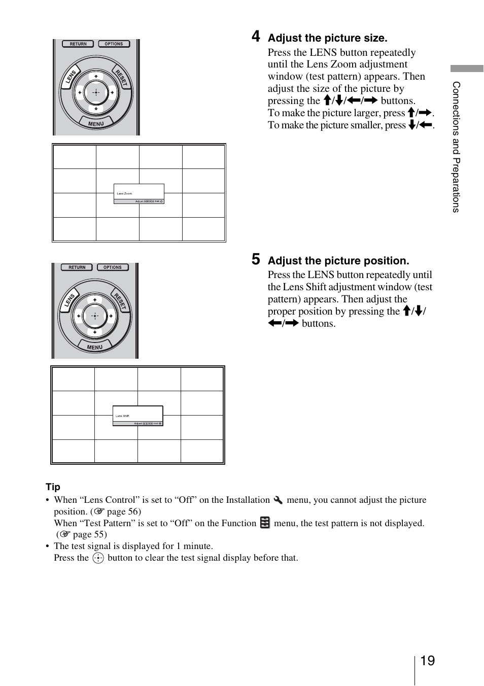 Sony VPL-VW85 User Manual | Page 19 / 86