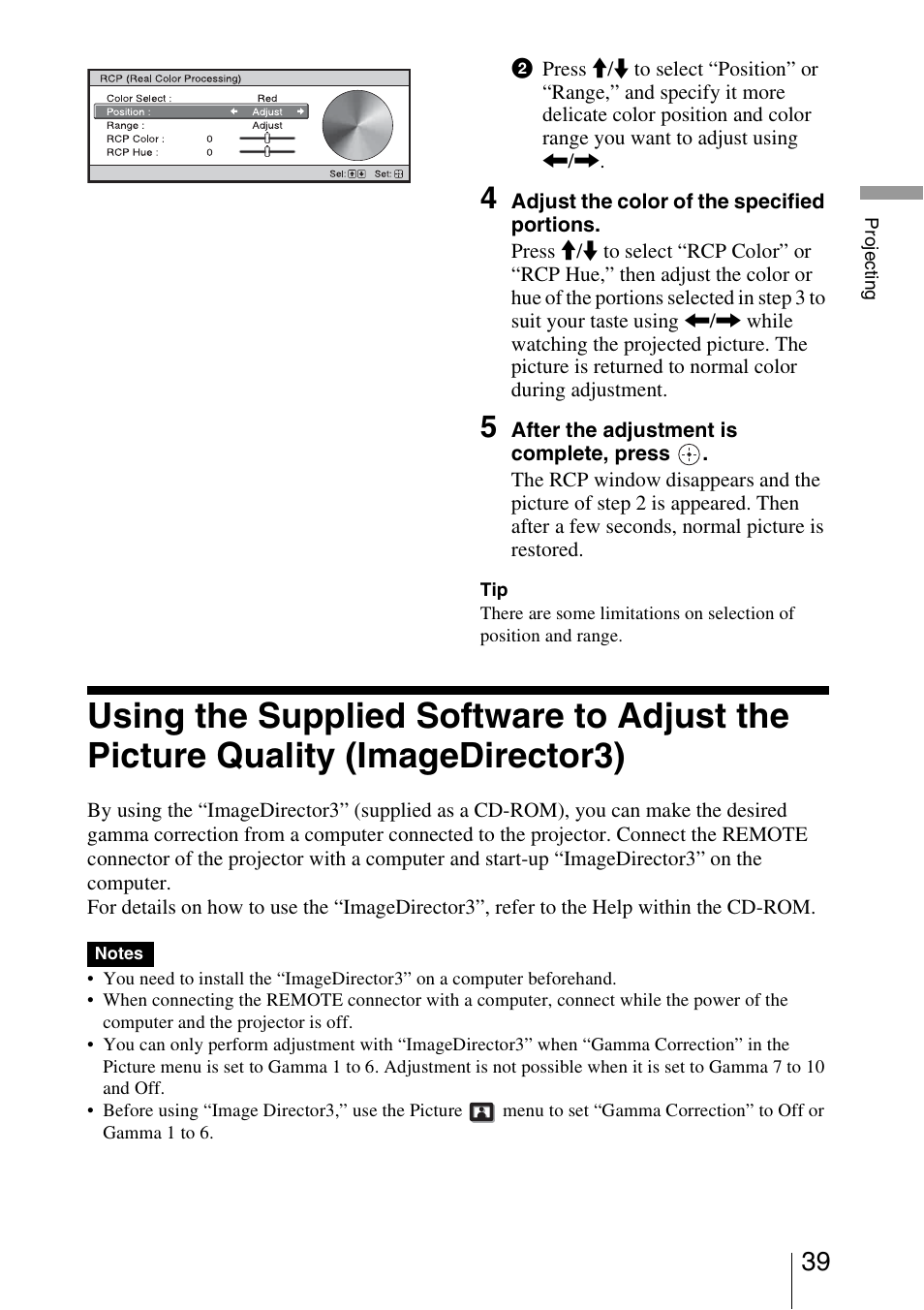 Sony VPL-VW85 User Manual | Page 39 / 86