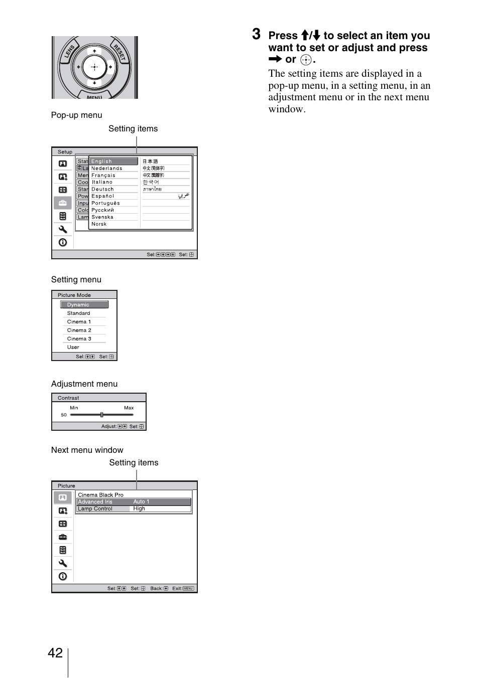 Sony VPL-VW85 User Manual | Page 42 / 86