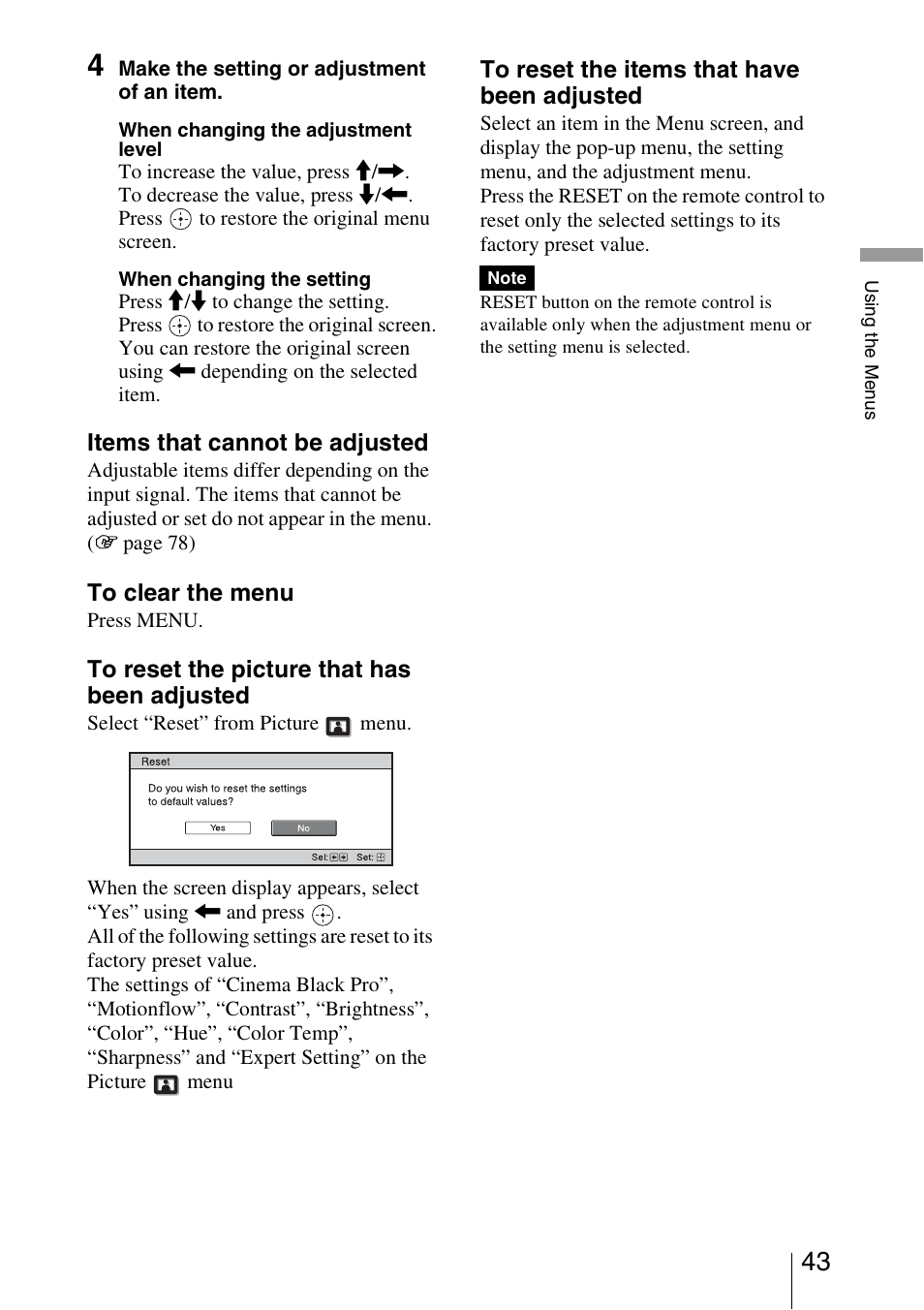 Sony VPL-VW85 User Manual | Page 43 / 86