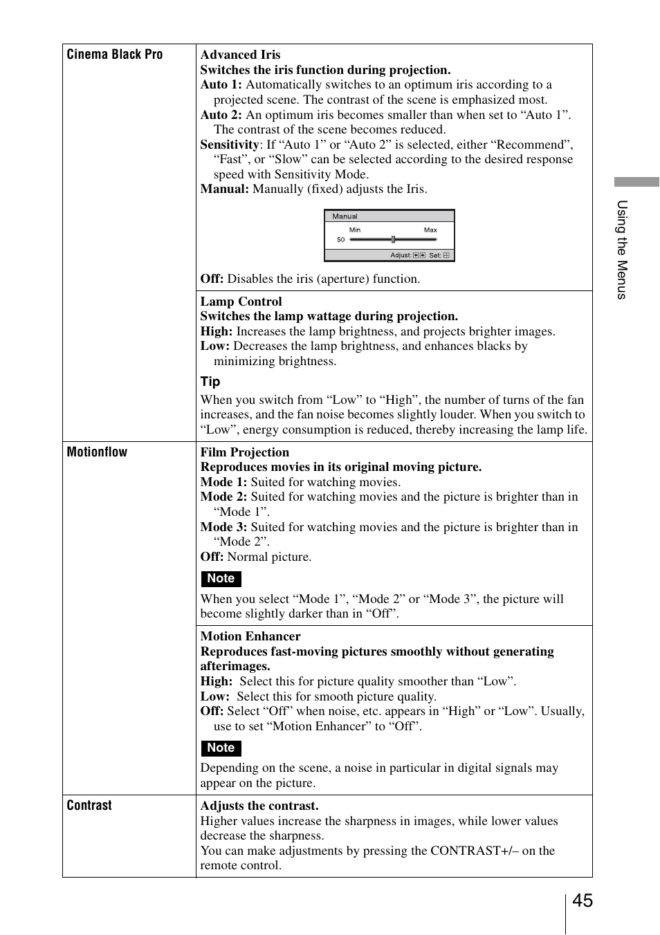 Sony VPL-VW85 User Manual | Page 45 / 86