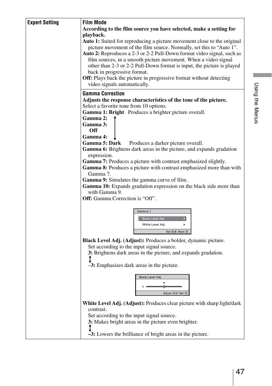 Sony VPL-VW85 User Manual | Page 47 / 86