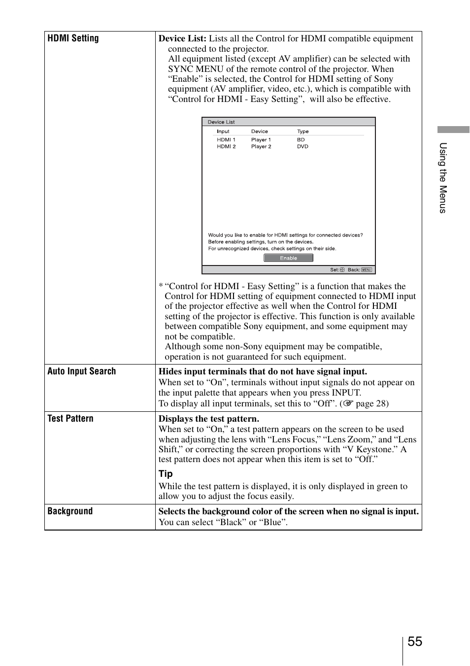 Sony VPL-VW85 User Manual | Page 55 / 86