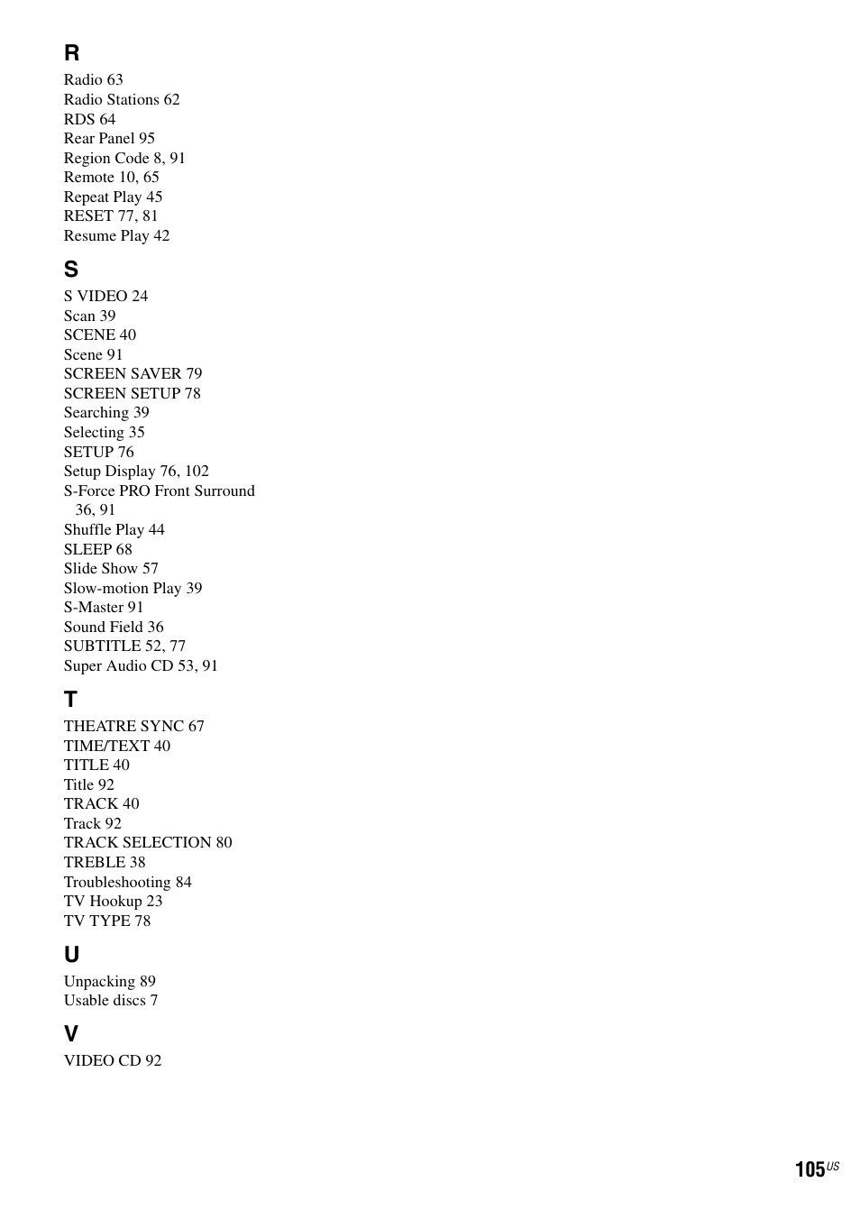 Sony DAV-X1V User Manual | Page 105 / 107