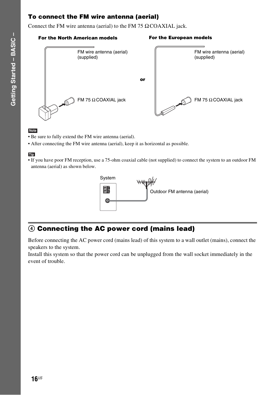 4 connecting the ac power cord (mains lead), 4connecting the ac power cord (mains lead) | Sony DAV-X1V User Manual | Page 16 / 107