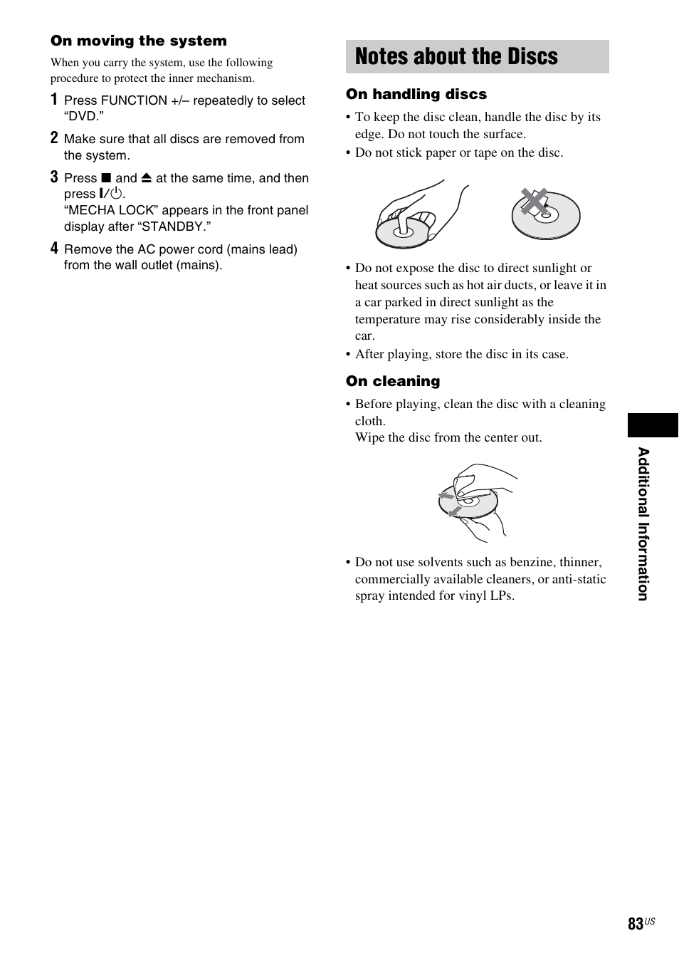 Notes about the discs | Sony DAV-X1V User Manual | Page 83 / 107