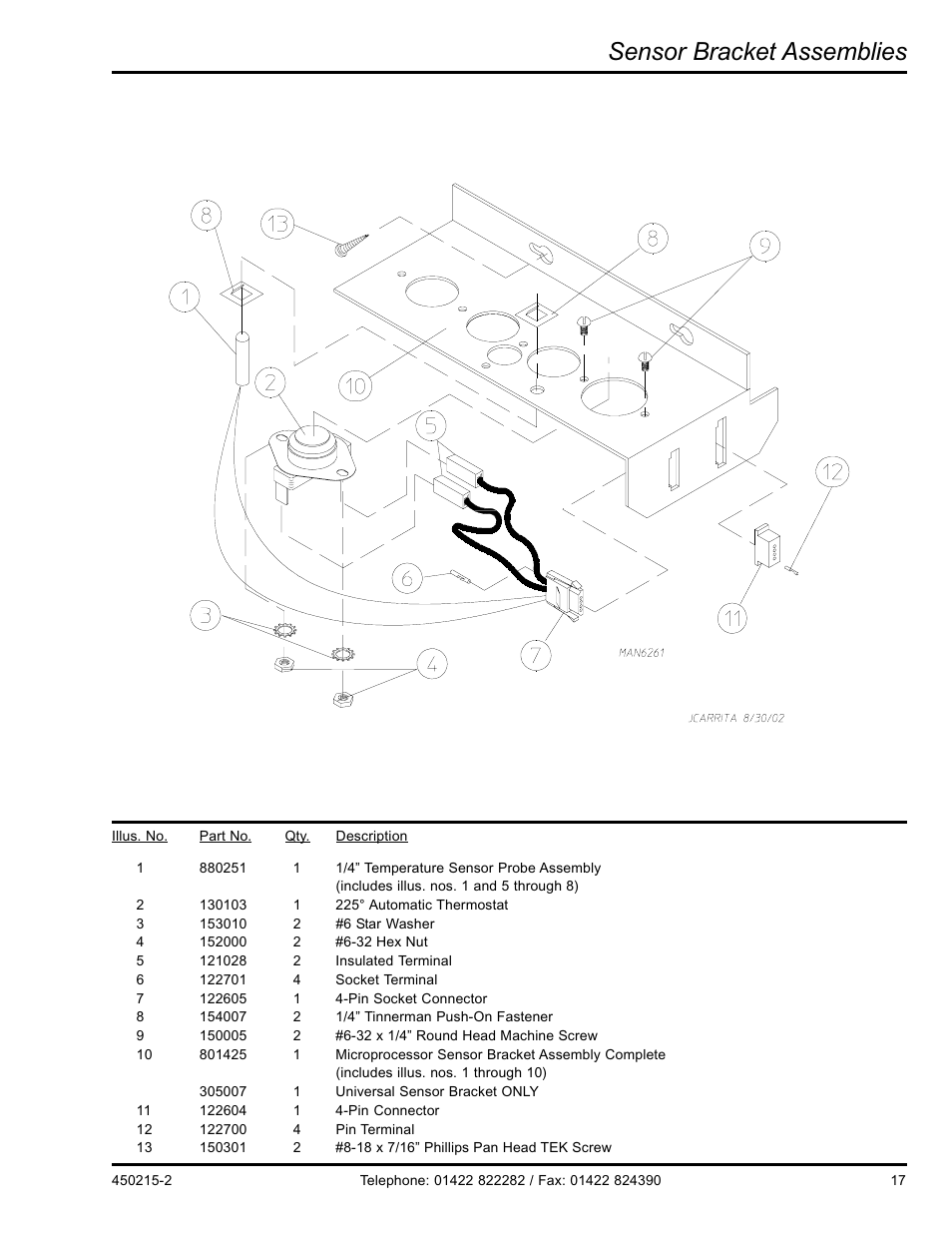Sensor bracket assemblies | American Dryer Corp. D3030 User Manual | Page 17 / 28