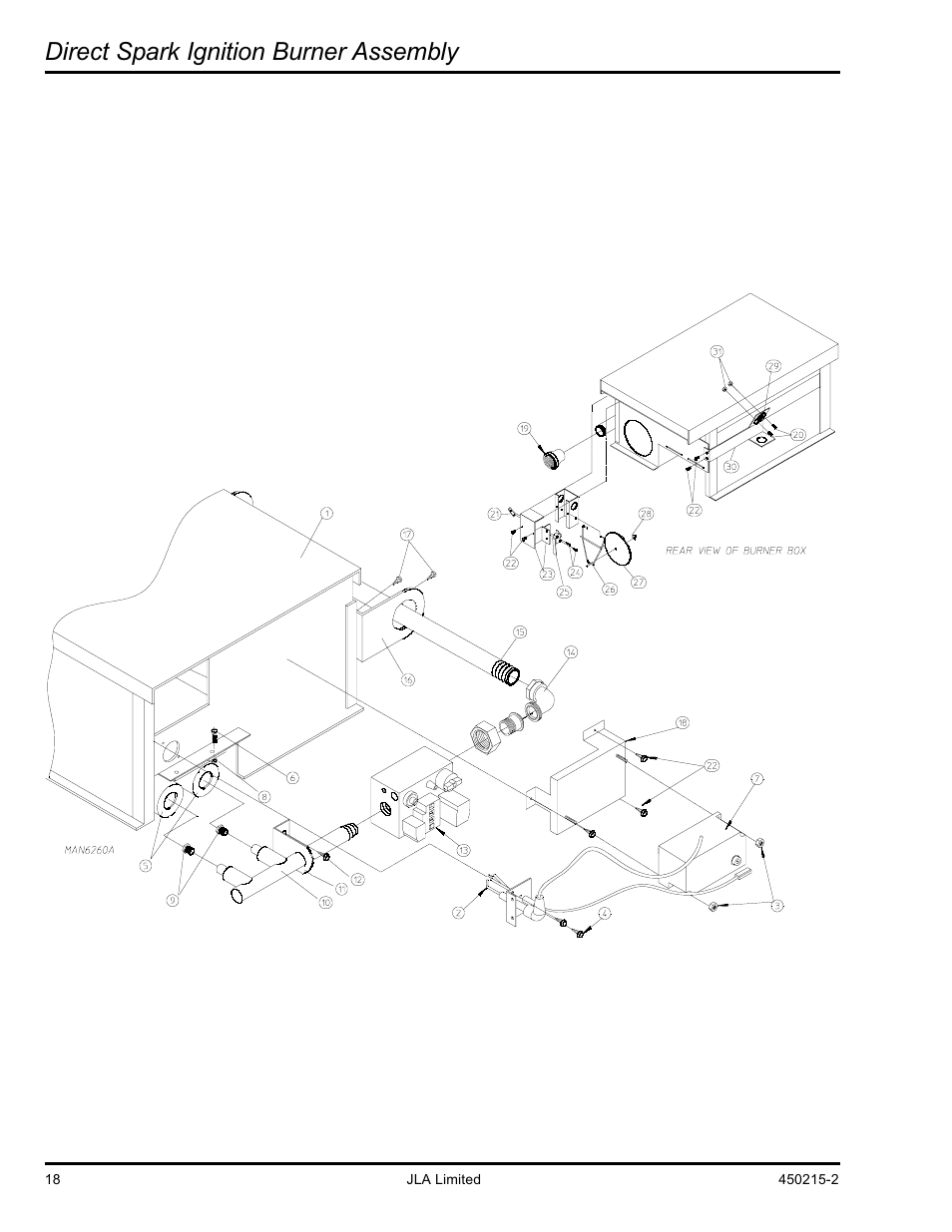 Direct spark ignition burner assembly | American Dryer Corp. D3030 User Manual | Page 18 / 28