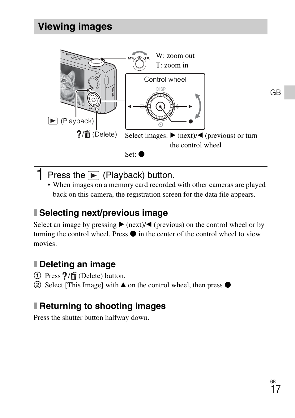 Viewing images | Sony DSC-WX10 User Manual | Page 17 / 56