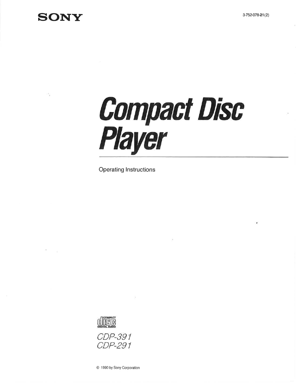 Sony CDP-391 User Manual | 17 pages