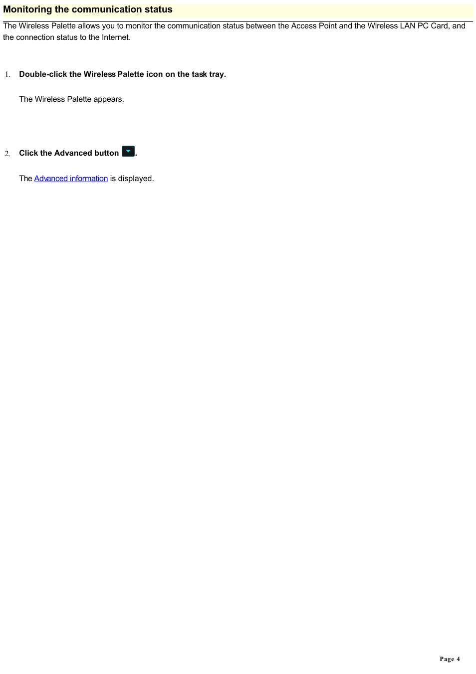 Monitoring the communication status | Sony PCWA-A200 User Manual | Page 4 / 17