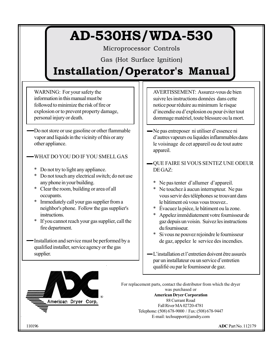 American Dryer Corp. AD-530HS User Manual | 56 pages