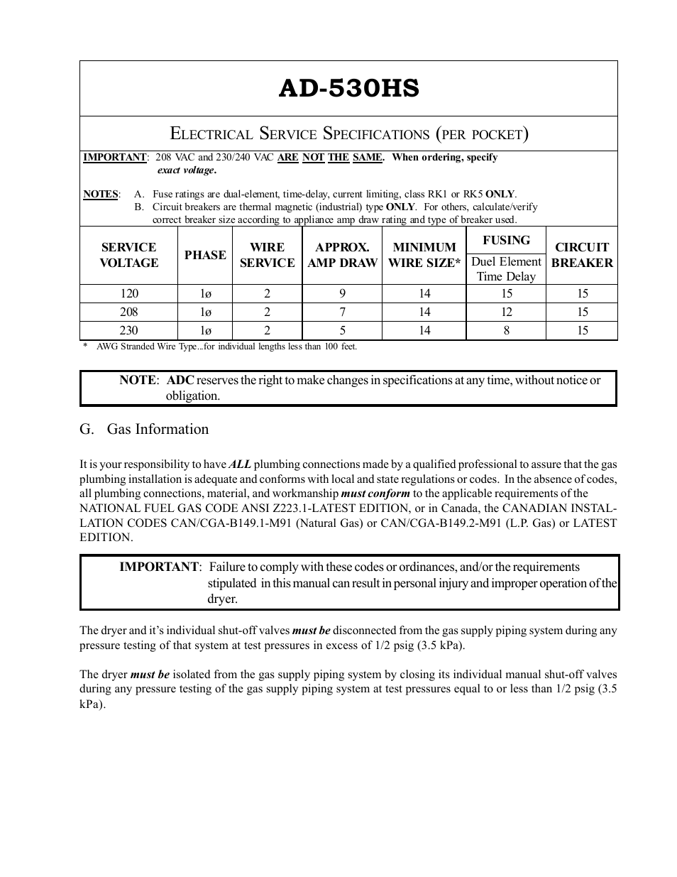 Ad-530hs | American Dryer Corp. AD-530HS User Manual | Page 29 / 56