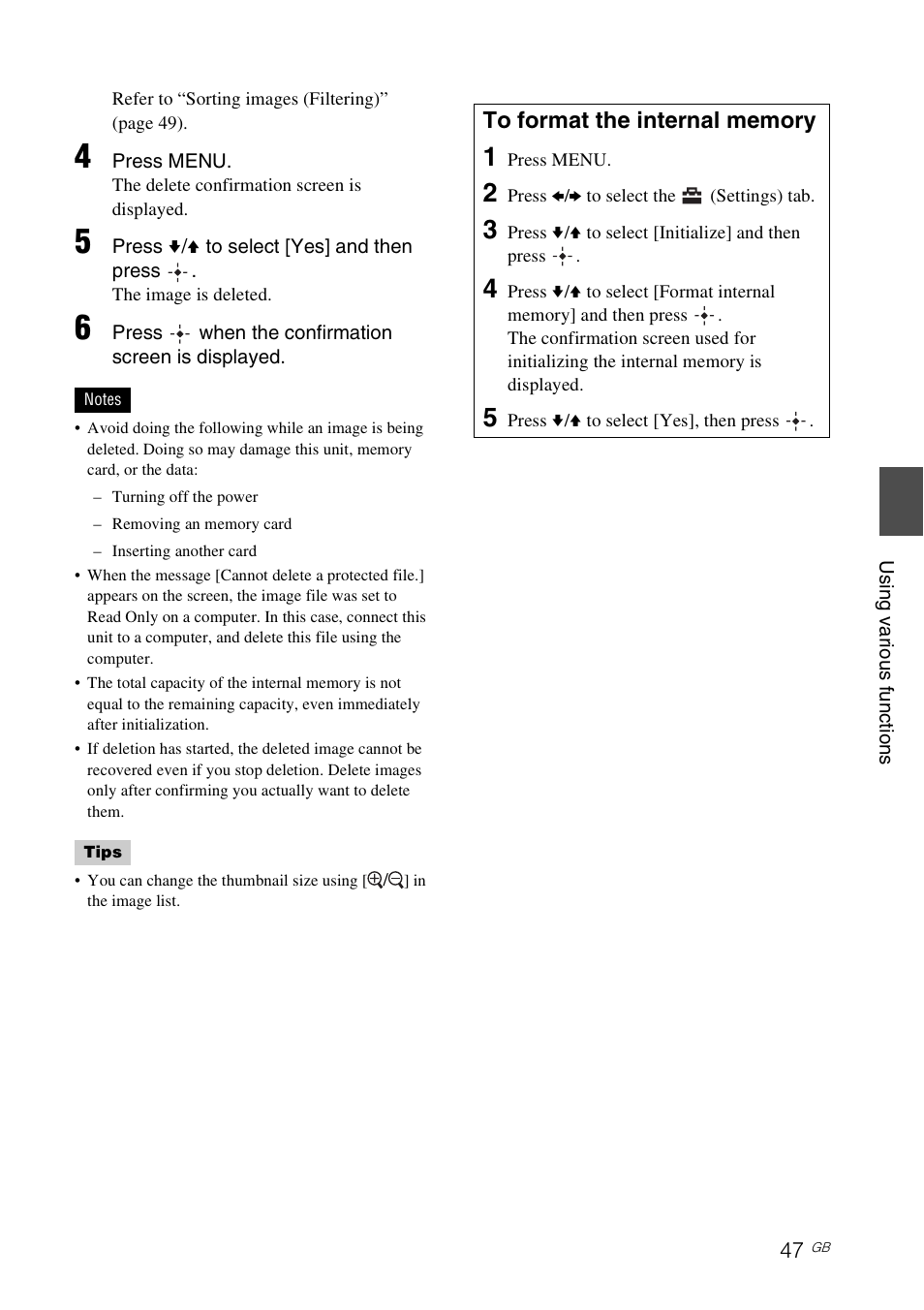 Sony DPP-F700 User Manual | Page 47 / 109