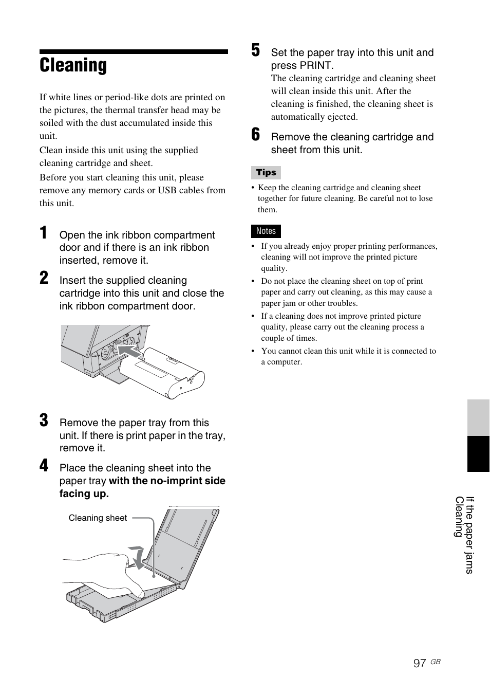 Cleaning | Sony DPP-F700 User Manual | Page 97 / 109