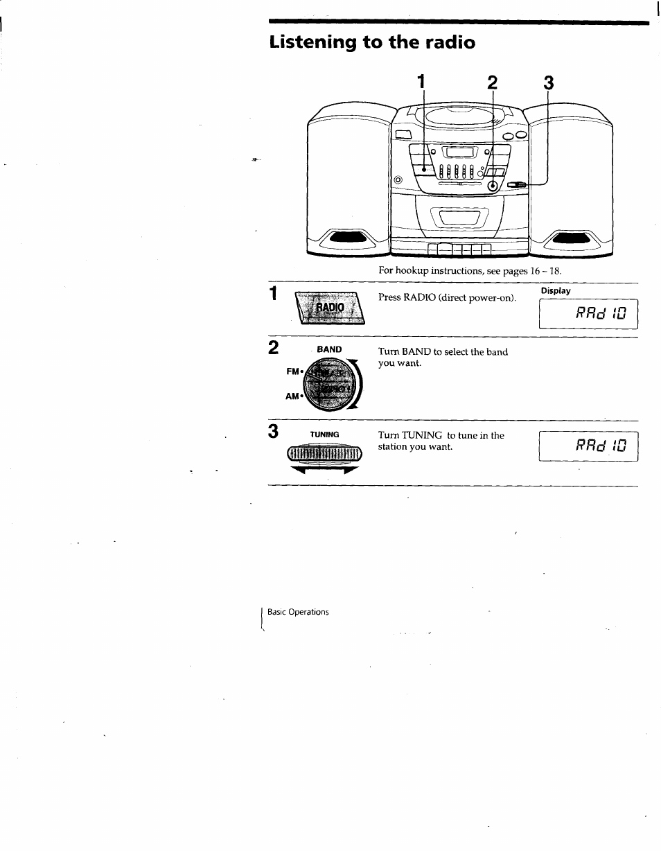 Rp,d 10, Listening to the radio 1 | Sony CFD-Z135 User Manual | Page 6 / 26