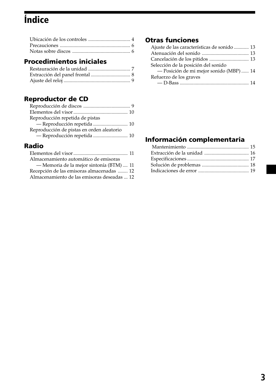 3índice | Sony CDX-L450X User Manual | Page 21 / 56