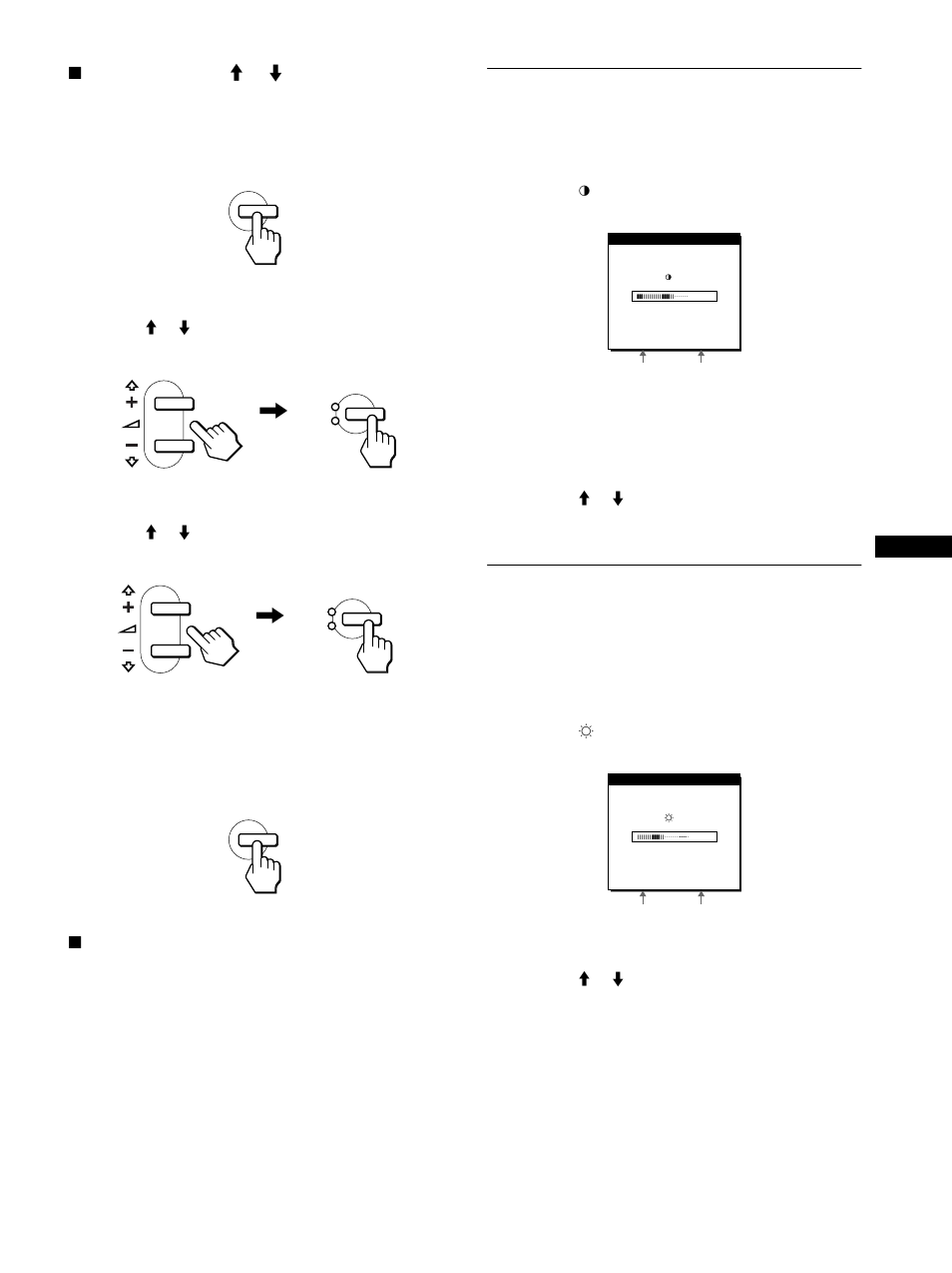 Adjusting the contrast (contrast), Adjusting the black level of an image (brightness) | Sony SDM-N50PS User Manual | Page 13 / 104