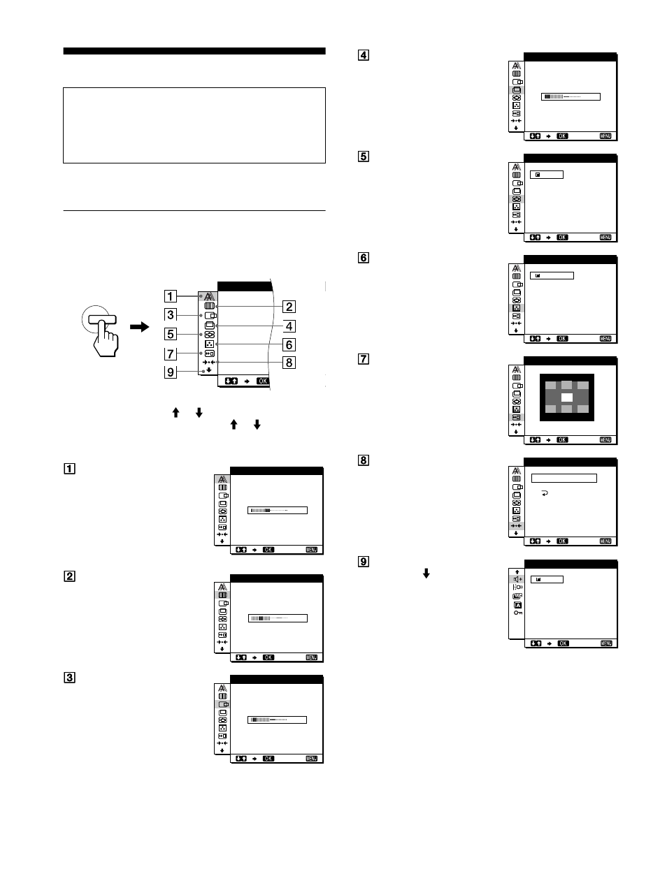 Einstellen des monitors, Navigieren in den menüs | Sony SDM-N50PS User Manual | Page 52 / 104