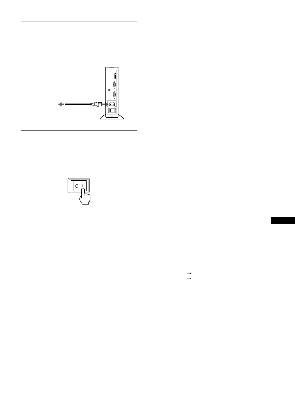 Punto 3:collegamento del cavo di alimentazione, Punto 4:accensione del monitor e del computer | Sony SDM-N50PS User Manual | Page 89 / 104