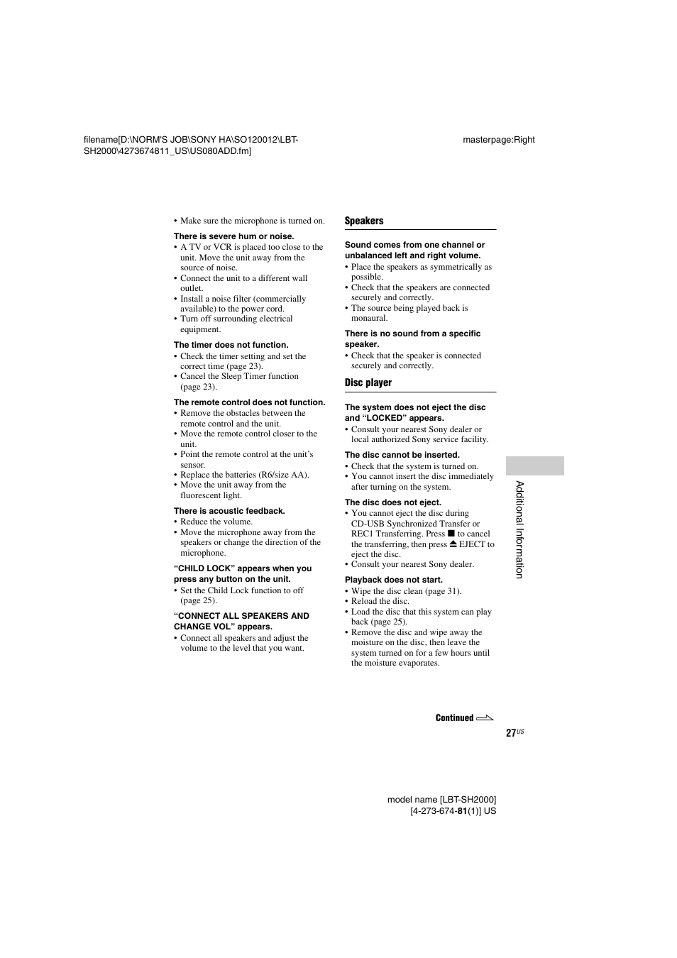 Sony LBT-SH2000 User Manual | Page 27 / 72